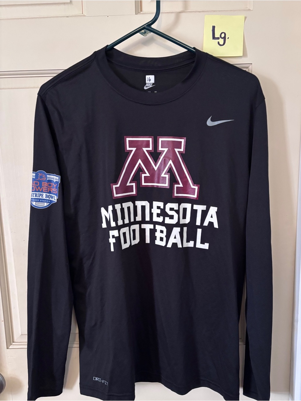 Nike Dri-fit long-sleeve performance
 MINNESOTA GOPHERS FOOTBALL- PINSTRIPE BOWL